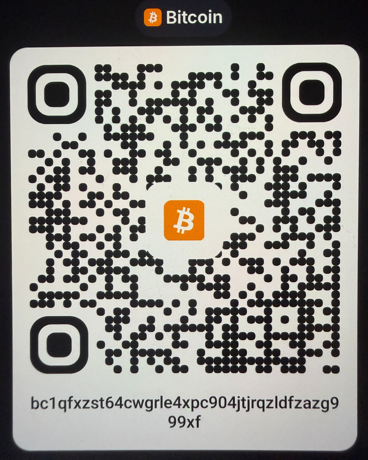 QR code for the Renaissance Tarot Bitcoin wallet bc1qfxzst64cwgrle4xpc904jtjrqzldfzazg999xf